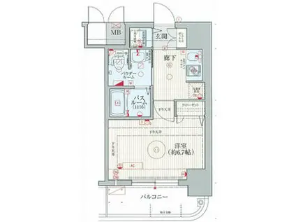 エステムコート難波IIアレグリア(1K/14階)の間取り写真