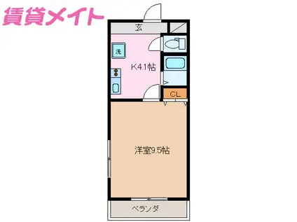 コートドール久留山(1K/1階)の間取り写真