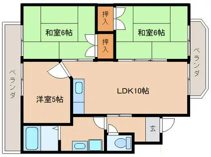 第2サンコウハイツ(3LDK/2階)の間取り写真