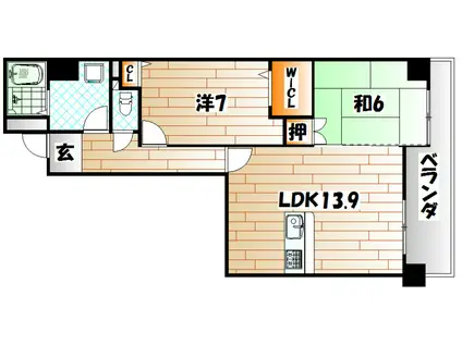 ルワージュ八幡駅前II(2LDK/8階)の間取り写真