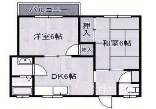 フラット松江(2DK/2階)の間取り写真