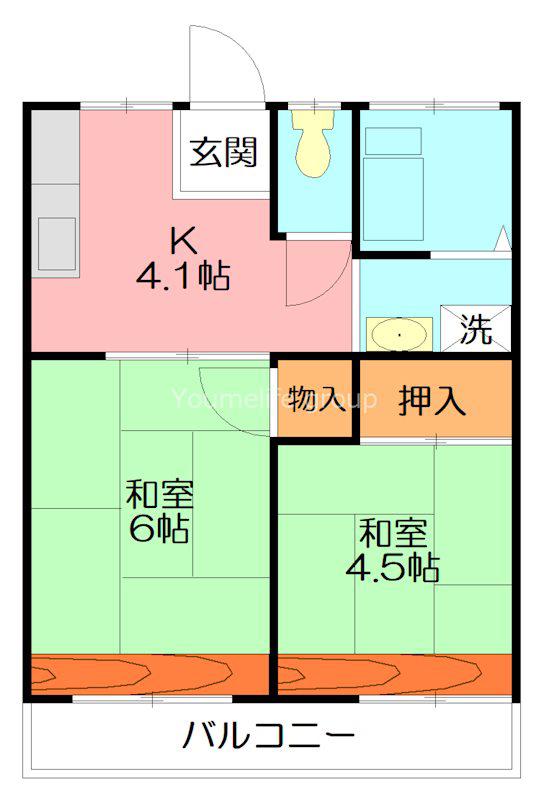 須藤荘(2K/2階)の間取り写真