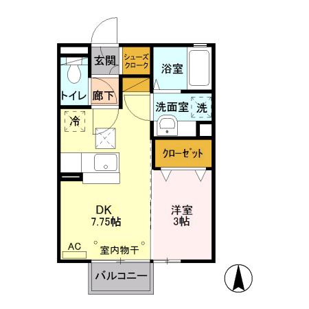 モリ ソレール105(1DK/1階)の間取り写真