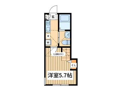 ラ・ポルト桜ヶ丘(1K/2階)の間取り写真