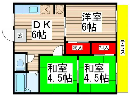照ハイツ(3DK/1階)の間取り写真