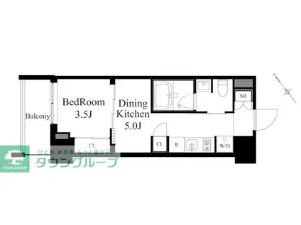 ラティエラ上野入谷(1DK/5階)の間取り写真