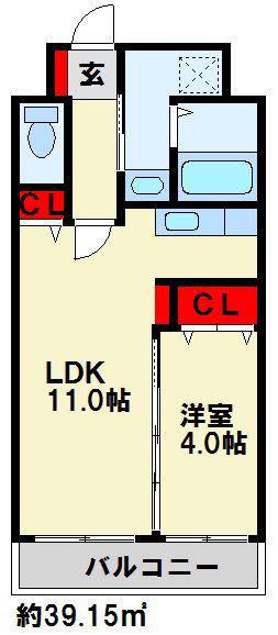 メゾン ド ソレイユ(1LDK/2階)の間取り写真