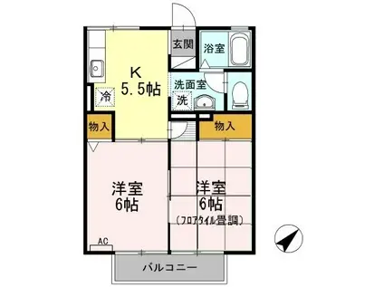 ファミールSAITOA(2K/1階)の間取り写真