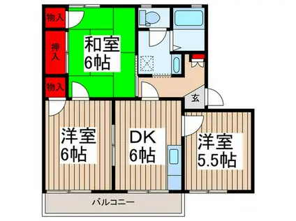 メゾン旭C棟(3DK/1階)の間取り写真
