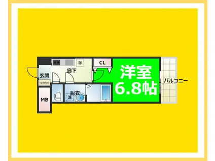 S-RESIDENCE難波大国町UNO(1K/4階)の間取り写真