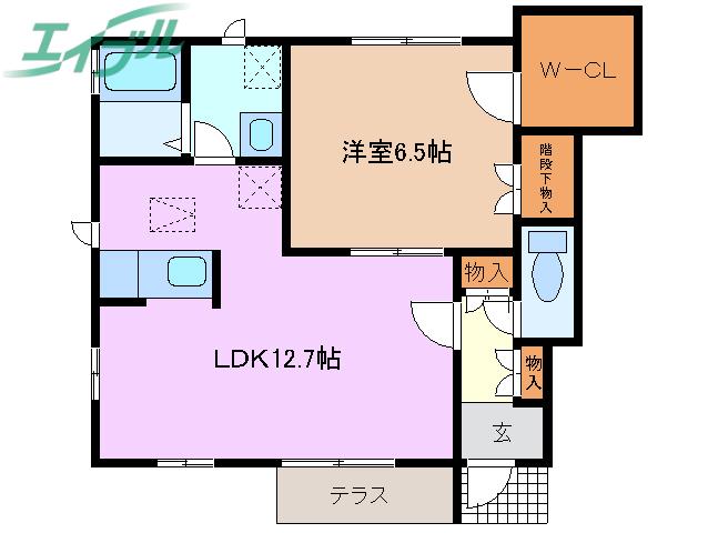 ブルースカイII(1LDK/1階)の間取り写真