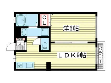 中山手ガーデンパレス D棟(1LDK/2階)の間取り写真