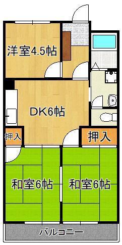 シャトレ熊西III(3DK/3階)の間取り写真