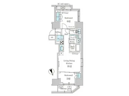 パークアクシス虎ノ門(2LDK/3階)の間取り写真