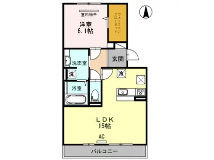 JADEA棟(1LDK/1階)の間取り写真