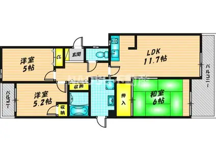 グランビュー山手(3LDK/1階)の間取り写真
