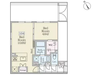 レーヴレジデンス三軒茶屋(1LDK/1階)の間取り写真