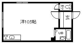 カネカハイツ(ワンルーム/1階)の間取り写真