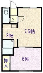 エンゼルハイツ永山(1DK/1階)の間取り写真