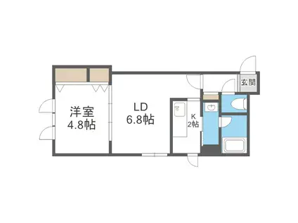 ツインズ南8条六番館(1LDK/2階)の間取り写真