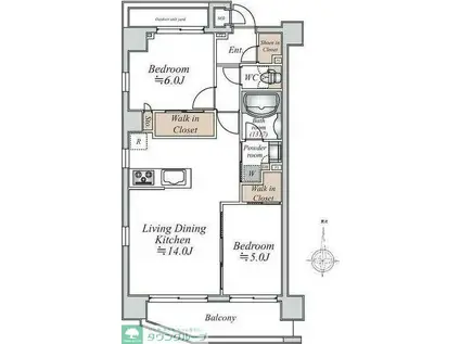 アーバンパーク綾瀬DUO(2LDK/3階)の間取り写真