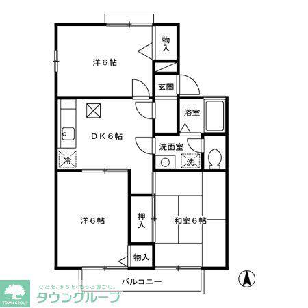 セジュールグランデIII(3DK/2階)の間取り写真