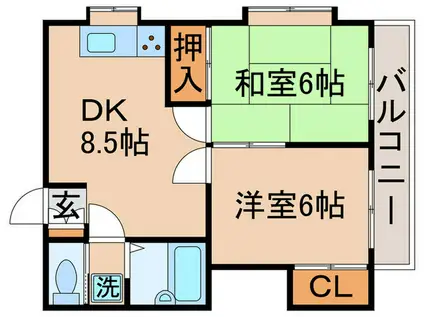 プリュニエ(2DK/1階)の間取り写真