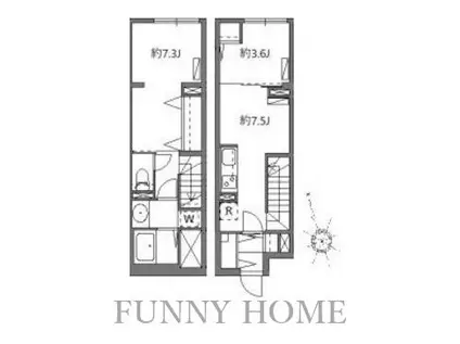 ソラシアレジデンス学芸大学II(2DK/B1階)の間取り写真