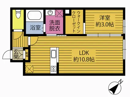 GRASSE(1LDK/2階)の間取り写真