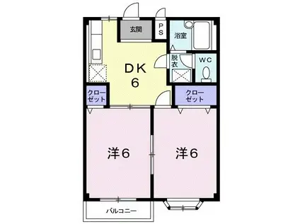 エルディムSUZUKI I(2DK/2階)の間取り写真