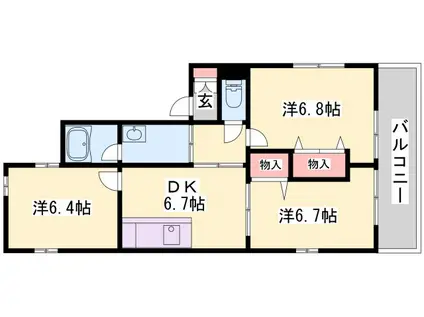 フローラル白浜II(3DK/2階)の間取り写真
