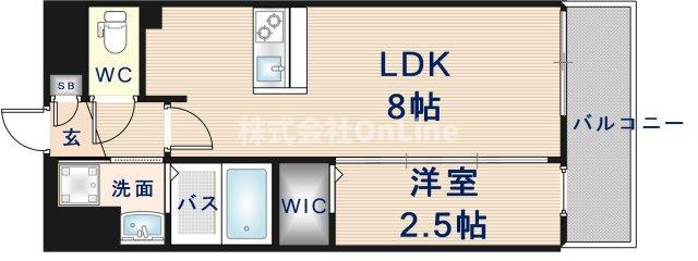 LUXE玉造南(1LDK/11階)の間取り写真