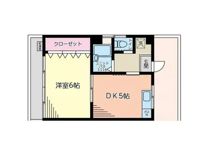 ハイツ徳司(1DK/3階)の間取り写真