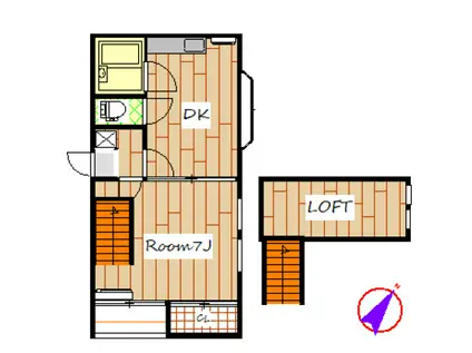 スイートピー(1DK/2階)の間取り写真