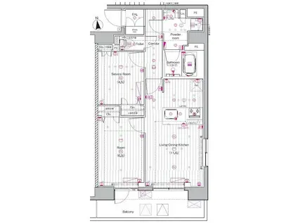 プレミアムキューブ上野(2LDK/13階)の間取り写真