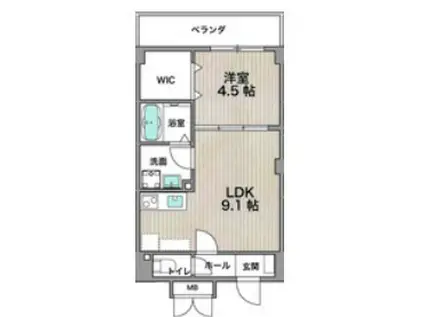 アルカンシェルコート緑橋(1LDK/3階)の間取り写真