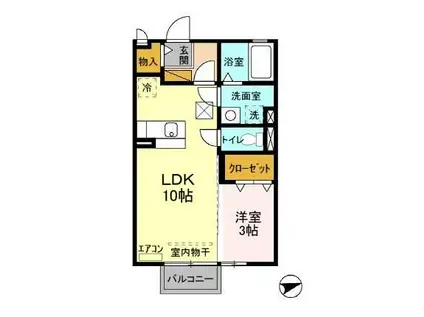 パネトーネ東海(1LDK/1階)の間取り写真