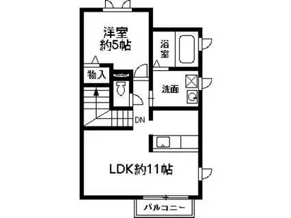 インターノースB(1LDK/2階)の間取り写真