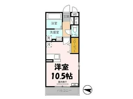 DOLLY VARDEN 2(ワンルーム/2階)の間取り写真