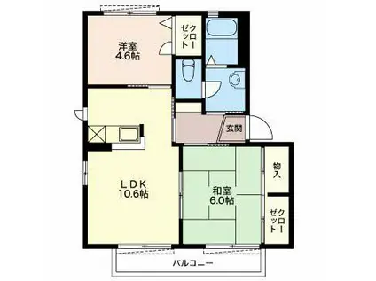 シダーSグランデB棟(2LDK/2階)の間取り写真