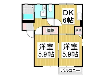 フォーレス フラワー C(2DK/1階)の間取り写真