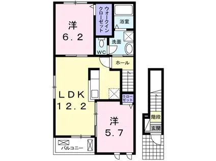 ハピア III(2LDK/2階)の間取り写真