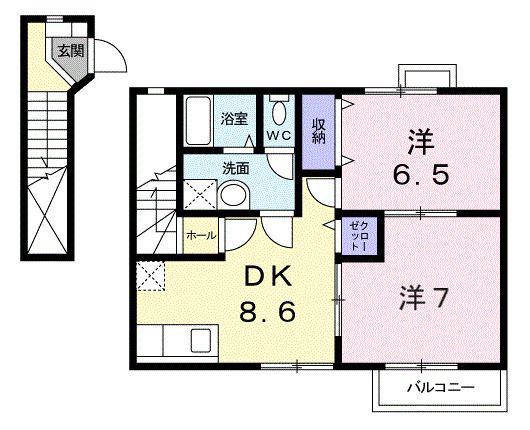 サンガーデン(2DK/2階)の間取り写真