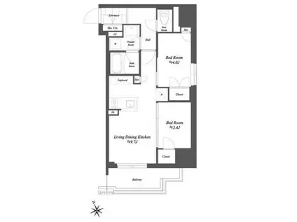 THE GATEHOUSE浅草雷門(2LDK/11階)の間取り写真