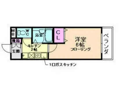 サウスフラット(1K/3階)の間取り写真