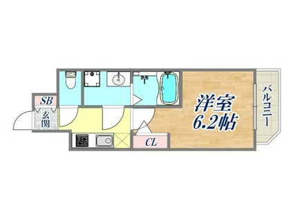 エスリード神戸ラ・コスタ(1K/3階)の間取り写真