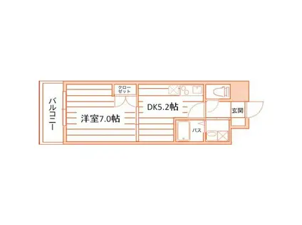 ヴァンクール鶴舞(1DK/12階)の間取り写真