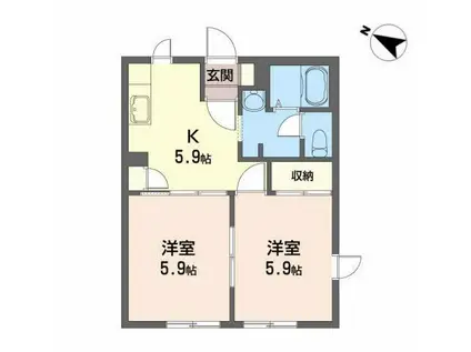 ディアスしもながSO B(2K/1階)の間取り写真