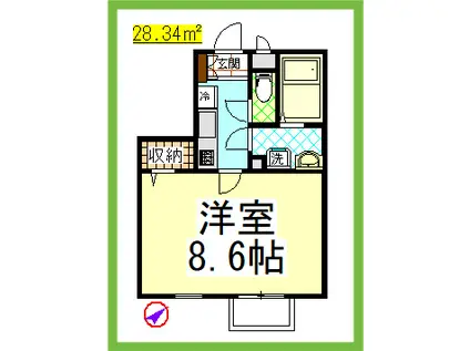 SRグリーンバード湘南(1K/1階)の間取り写真