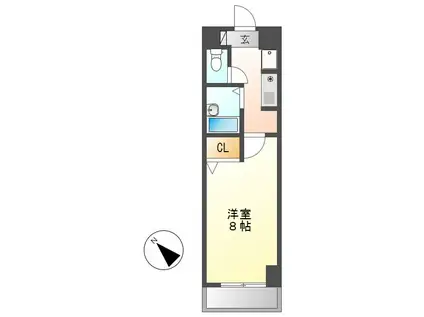 ジョバネ藤原(1K/4階)の間取り写真